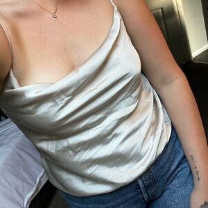 Silver spaghetti strap shirt